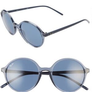 Ray-Ban 53MM Round Sunglasses- Transparent Blue/Blue Solid